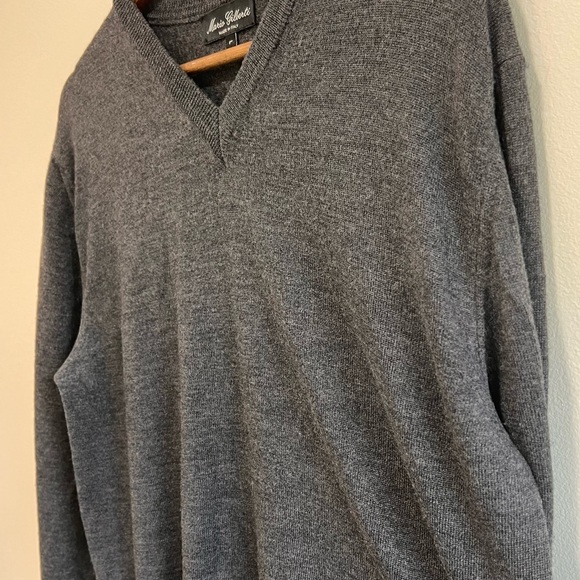 Mario Gilberti Men’s 100% Merino Wool V-Neck Sweater in Gray, Long sleeve, L - Picture 3 of 9
